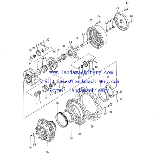 Hitachi EX120-5 Excavator Travel motor Reduction gearbox gear parts hub