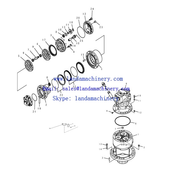 Komatsu PC120-5 Excavator Travel motor reduction Final drive gearbox 203-60-56702